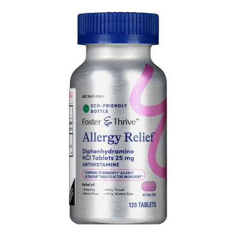 Foster And Thrive, Allergy Relief Diphenhydramine Hcl, 25 Mg, 120 Tabs Foster And Thrive