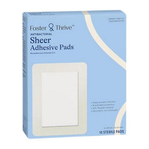 Foster And Thrive, Antibacterial Sheer Adhesive Pads, 10 Count Foster And Thrive