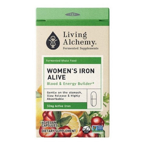 Living Alchemy, Women's Iron Blood And Energy Builder, 32 Mg, 60 Vegan Capsules Living Alchemy