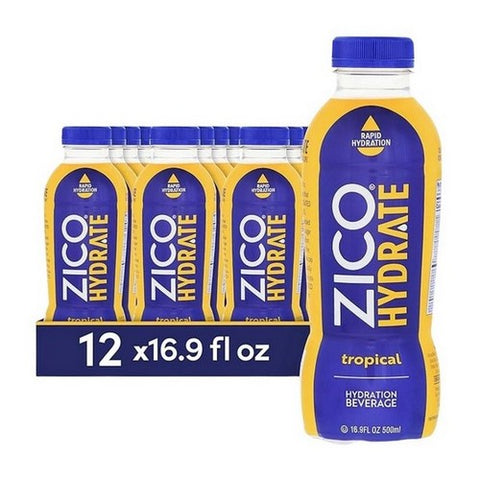 Zico, Hydrate Tropical Hydration Beverage, 16.9 Oz (Case Of 12) Zico