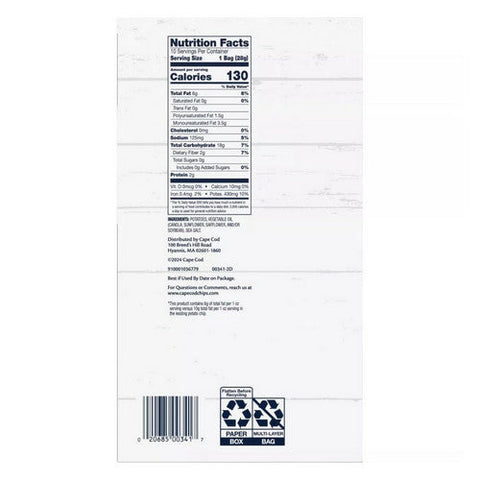 Cape Cod, Original Less Fat Kettle Potato Chips, 10 Count (Case Of 4)