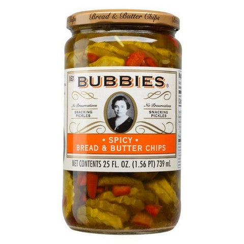 Bubbies, Snacking Pickles Spicy Bread And Butter Chips, 25 Oz (Case Of 6) Bubbies