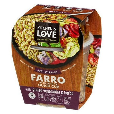 Kitchen And Love, Quinoa Quick Cup Grilled Vegetables Farro, 7.9 Oz (Case Of 6) Kitchen And Love