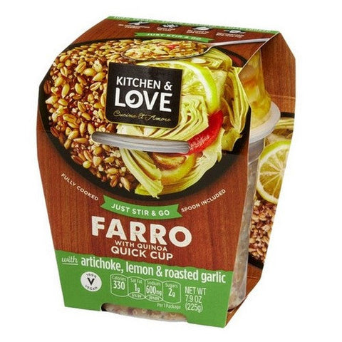 Kitchen And Love, Farro With Quiona Quick Cup Artichoke Lemon And Roasted Garlic, 7.9 Oz (Case Of 6) Kitchen And Love