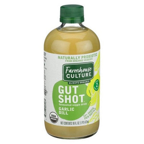 Farmhouse Culture, Fermented Veggie Drink Gut Shot Garlic Dill Pickle, 16 Oz (Case Of 6) Farmhouse Culture