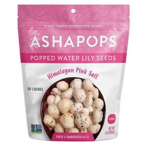 AshaPops, Popped Water Lily Seeds Himalayan Pink Salt, 1 Oz (Case Of 6) AshaPops