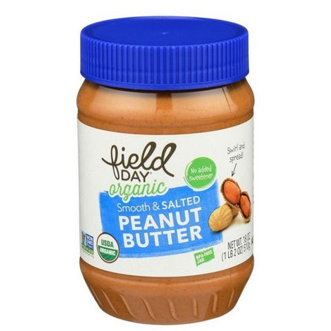 Field Day, Oraganic Smooth And Salted Peanut Butter, 18 Oz (Case Of 12) Field Day