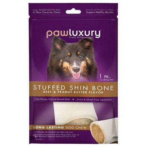 Paw Love, Stuffed Beef Bone Dog Treat Peanut Butter, 1 Count (Case Of 6) Paw Love