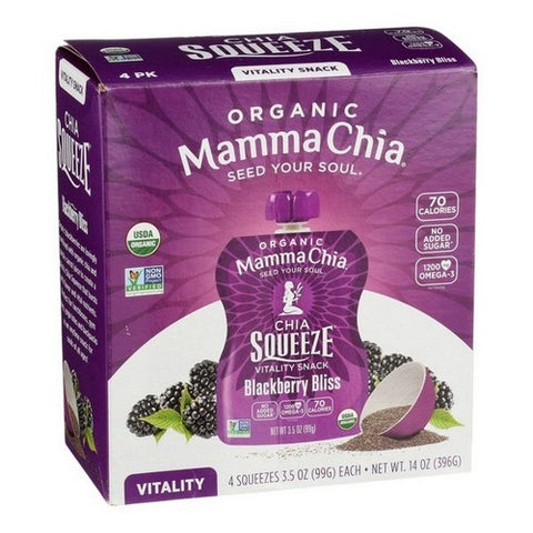 Mamma Chia, Organic Chia Squeeze Blackberry Bliss, 3.5 Oz X 4 Count (Case Of 6) Mamma Chia