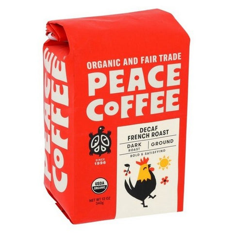 Peace Coffee, Organic Decaf Ground Coffee French Roast, 12 Oz (Case Of 6) Peace Coffee