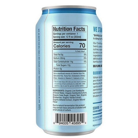 Bambucha Kombucha, Blueberry Tart Big Organic, 12 Oz (Case Of 12) Bambucha Kombucha