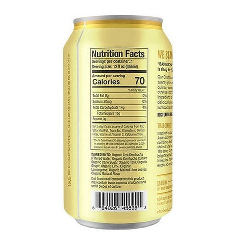 Bambucha Kombucha, Thai Ginger Organic Big, 12 Oz (Case Of 12) Bambucha Kombucha