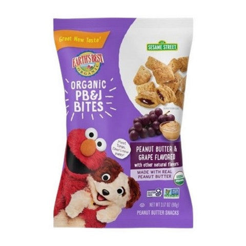 Earth's Best, Organic PB And J Bites Toddler Snack 2 Plus Years Peanut Butter And Grape, 3.17 Oz (Case Of 6) Earth's Best