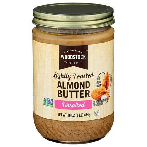Woodstock, Unsalted Smooth Lightly Toasted Almond Butter, 16 Oz (Case Of 12) Woodstock
