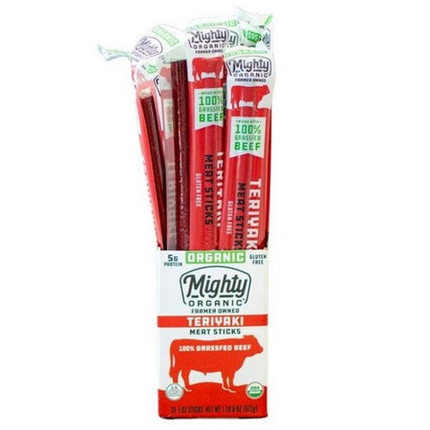 Mighty Organics, Beef Stick Teriyaki Grassfed, 1 Oz (Case Of 24) Mighty Organics