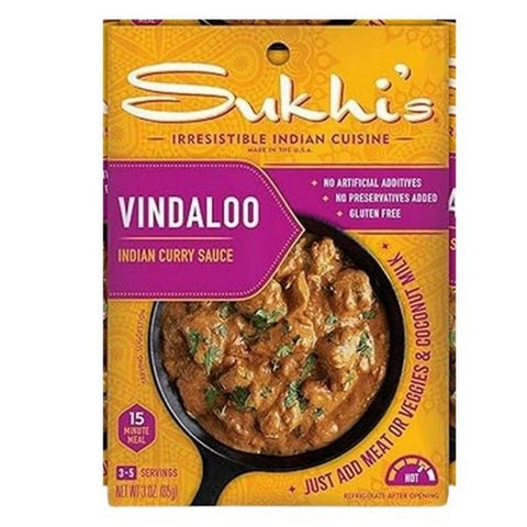 Sukhis, Vindaloo Medium Spicy Curry Sauce, 3 Oz (Case Of 6) Sukhis