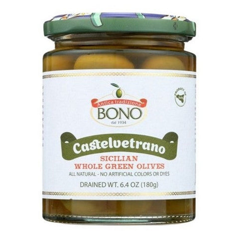 Bono, Castelvetrano Sicilian Whole Green Olives, 6.4 Oz (Case Of 6) Bono
