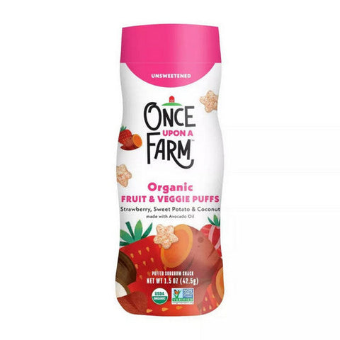 Once Upon A Farm, Organic Puffs Strawberry Sweet Potato And Coconut, 1.5 Oz (Case Of 6) Once Upon A Farm