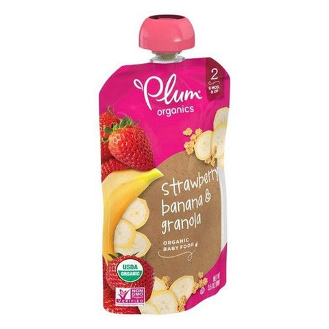 Plum Organics, Organics Tots Stage 2, 6 Months And Up Strawberry Banana Granola Baby Food, 3.5 Oz (Case Of 6) Plum Organics