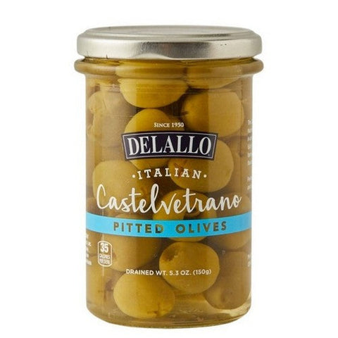 Delallo, Castelvetrano Green Pitted Olives, 5.3 Oz (Case Of 6) Delallo