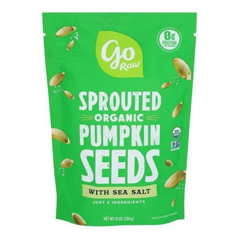 Go Raw, Organic Sprouted Pumpkin Seeds With Sea Salt, 10 Oz (Case Of 6) Go Raw