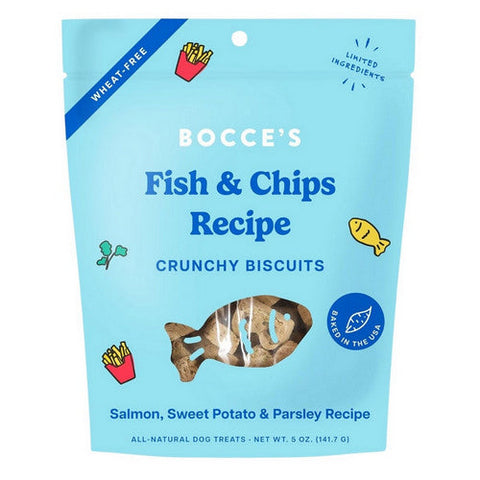 Bocce's Bakery, Dog Biscuits Fish And Chips, 5 Oz (Case Of 12) Bocce's Bakery