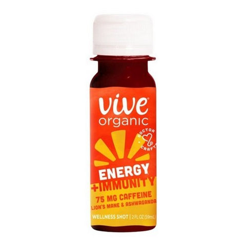 Vive Organic, Energy Plus Immunity Wellness Shot Lions Mane And Ashwagandha, 2 Oz (Case Of 12) Vive Organic