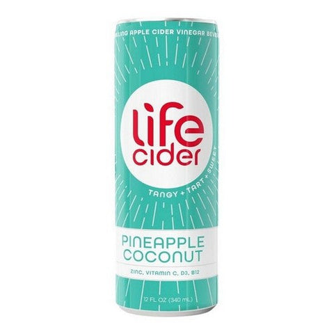 Life Cider, Sparkling Apple Cider Vinegar Beverage Pineapple Coconut, 12 Oz (Case Of 12) Life Cider