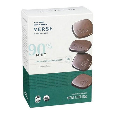 Verse Chocolate, Dark Chocolate Medallion Mint, 4.23 Oz (Case Of 6) Verse Chocolate