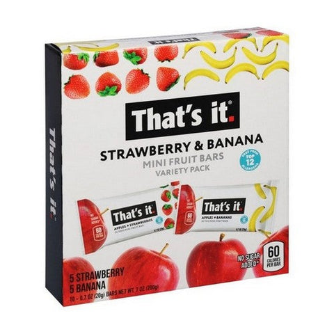 That's It, Strawberry And Banana Mini Fruit Bars, 0.7 Oz X 10 Count (Case Of 6) That's It