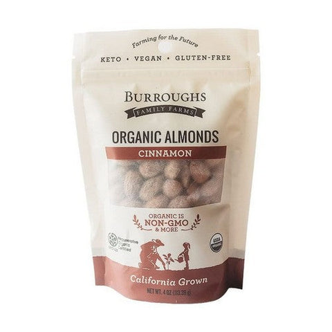 Burroughs Family Farms, Organic Cinnamon Almonds, 4 Oz (Case Of 6) Burroughs Family Farms