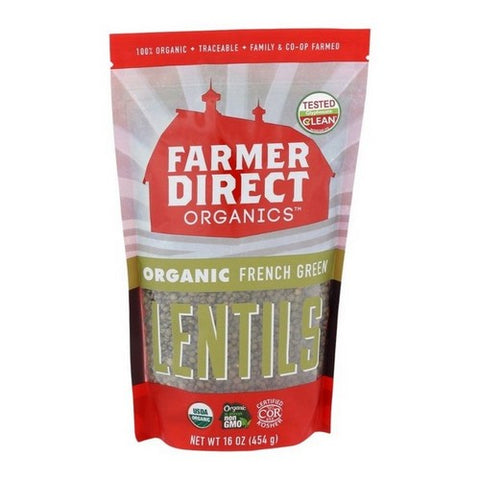 Farmer Direct Foods, Organic French Green Lentils, 16 Oz (Case Of 6) Farmer Direct Foods