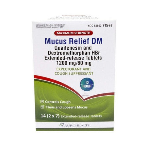 Auro Health, Guaifenesin Dextromethorphan, 60 Mg, 14 Tabs Auro Health