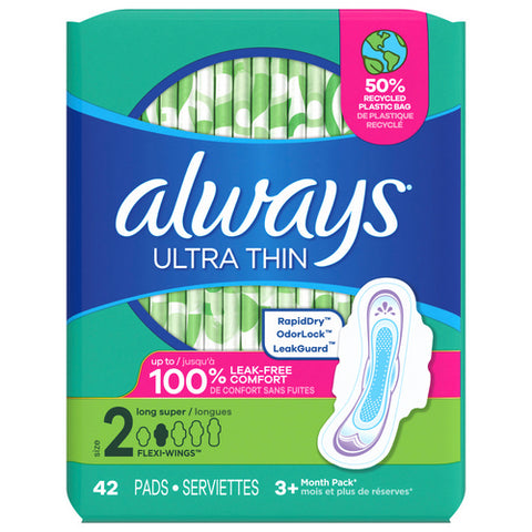 Ultra Thin Feminine Pads With Wings For Women Size 2 42 Count (Case Of 3) by Always Discreet