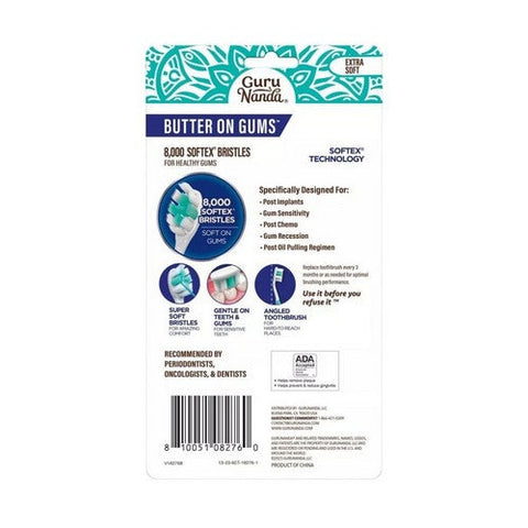 Gurunanda, Adult Toothbrush Extra Soft Bristles Butter On Gums, 6 Count Gurunanda