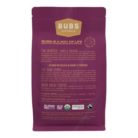 Bubs Naturals, Wanted Coffee Dark Roast Whole Bean, 12 Oz Bubs Naturals