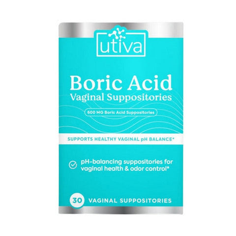Utiva, Boric Acid Vaginal Suppositories, 30 Capsules Utiva
