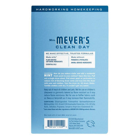 Mrs. Meyers Clean Day, Rain Water Laundry Dryer Sheets, 80 Count Mrs. Meyers Clean Day