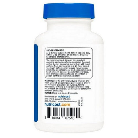 Nutricost, Caffeine Capsules, 200 Mg, 120 Count Nutricost