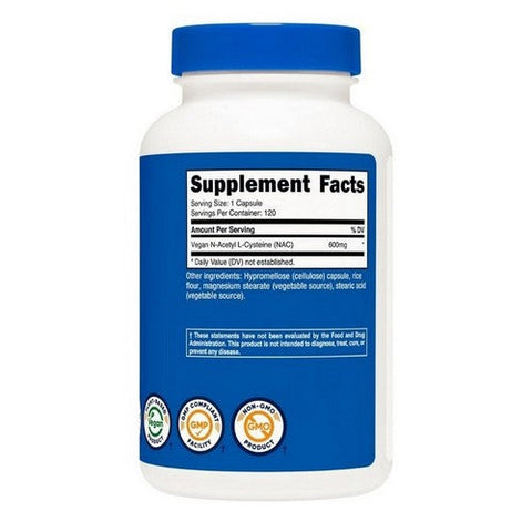 Nutricost, Nac Vegan N-Acetyl L-Cysteine, 600 Mg, 120 Count Nutricost
