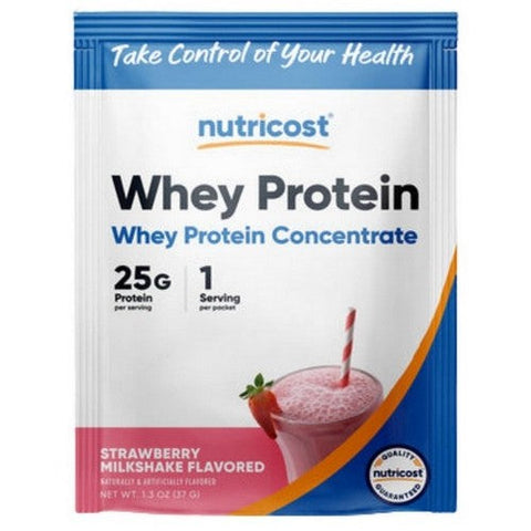 Nutricost, Whey Protein Concentrate Strawberry Milkshake, 1 Serving Nutricost