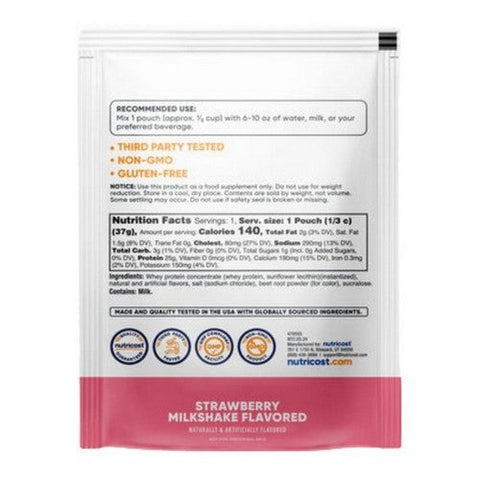 Nutricost, Whey Protein Concentrate Strawberry Milkshake, 1 Serving Nutricost
