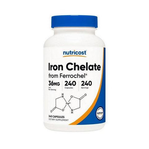 Nutricost, Iron Chelate From Ferrochel, 36 Mg, 240 Caps Nutricost