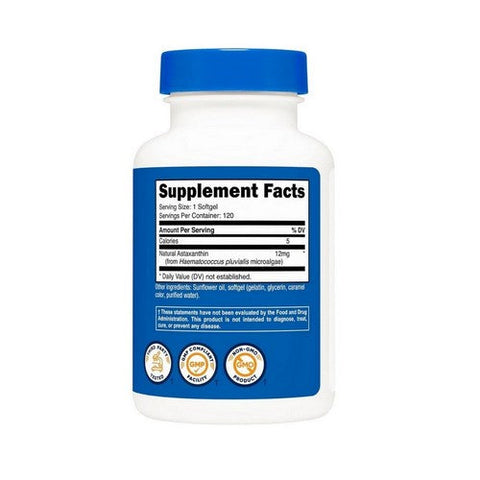 Nutricost, Astaxanthin Softgels, 12 Mg, 120 Count Nutricost