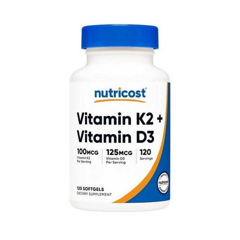 Nutricost, Vitamin K2 Plis Vitamin D3, 100 Mcg/5000 IU, 120 Softgels Nutricost