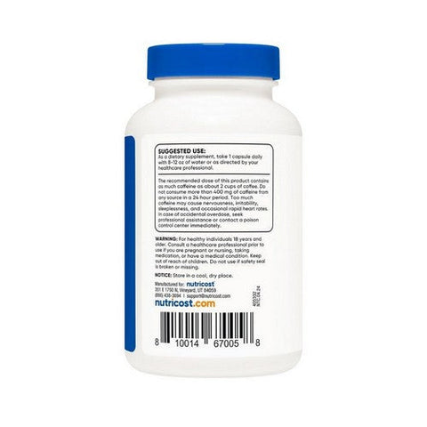 Nutricost, Natural Caffeine Capsules, 200 Mg, 250 Count Nutricost