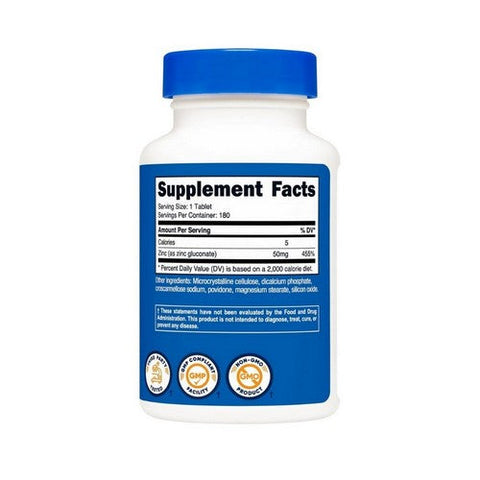Nutricost, Zinc Gluconate Tablets, 50 Mg, 180 Count Nutricost