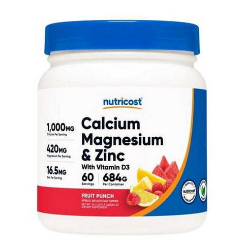 Nutricost, Calcium Magnesium Zinc D3 Powder Fruit Punch, 60 Servings Nutricost
