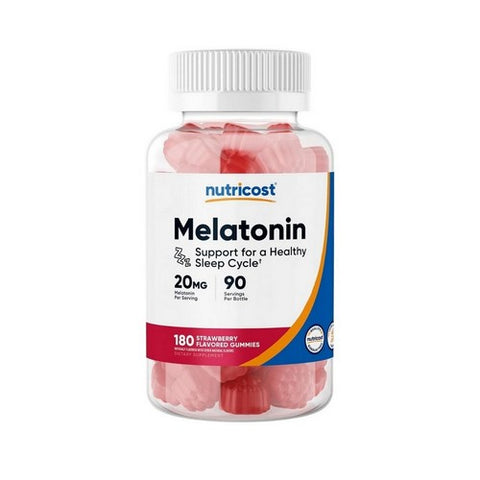 Nutricost, Melatonin Gummies Strawberry, 20 Mg, 180 Count Nutricost