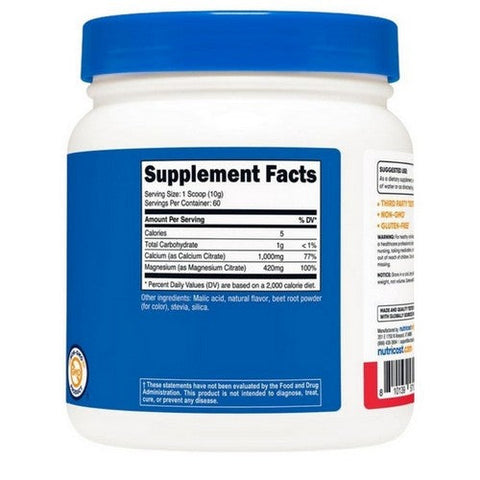 Nutricost, Calcium Citrate Magnesium Citrate Powder Fruit Punch, 1000 Mg/420 Mg, 60 Servings Nutricost
